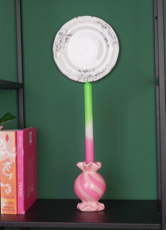 Kerzenhalter - Bonbon - rosa - pink - 13 cm